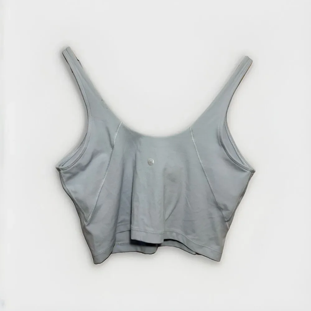 Lululemon Align Tank Top Blue Linen Nulu Built In Bra Cropped Women’s 12